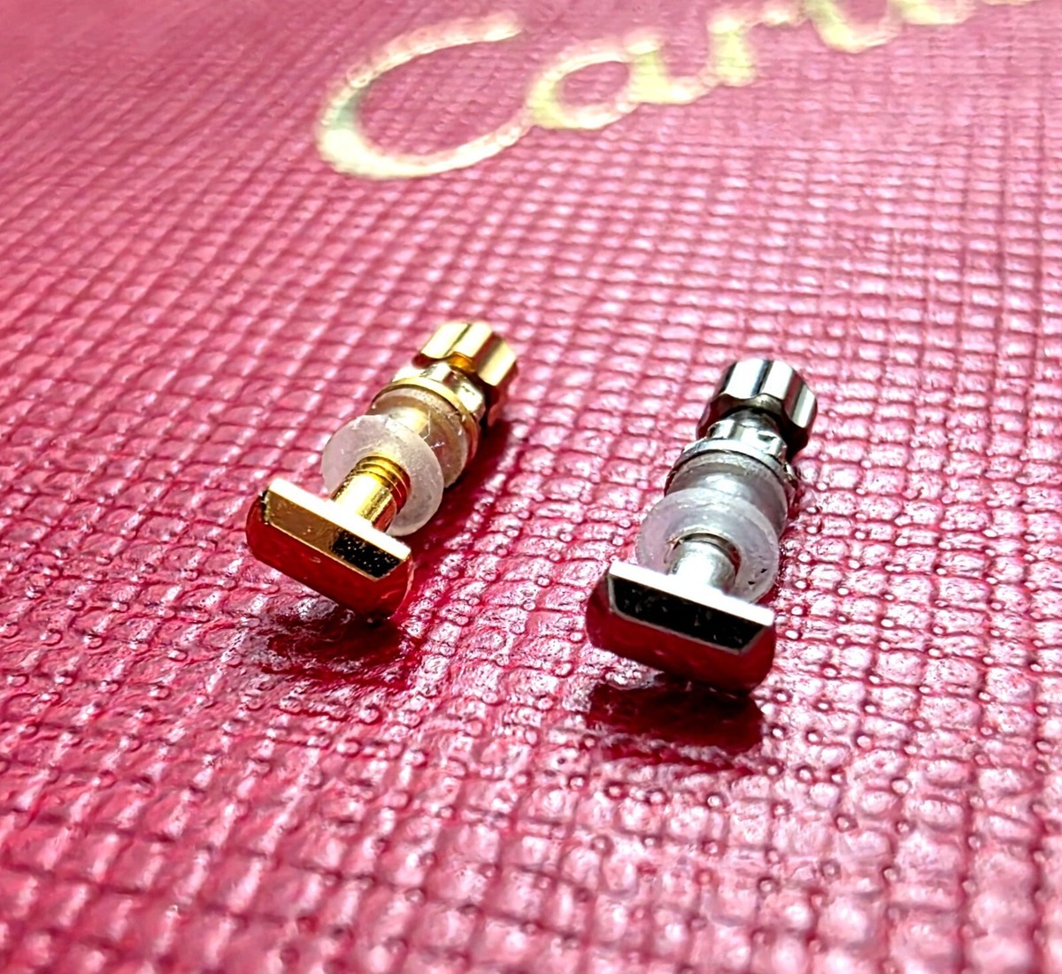 NEW! Curved Rectangle Cartier Screw 1xSet/$39 - Silver/Gold + Free