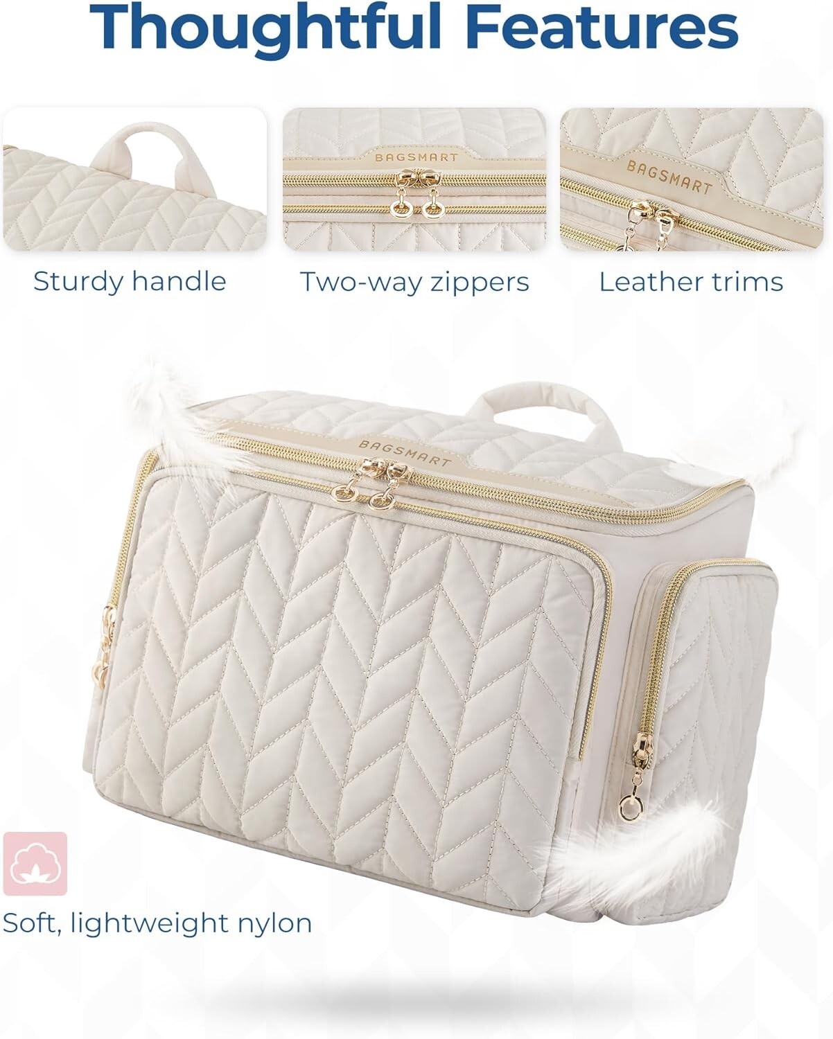 BAGSMART Travel Toiletry Bag, Large Wide-Open Travel Bag for Toiletries, Makeup 