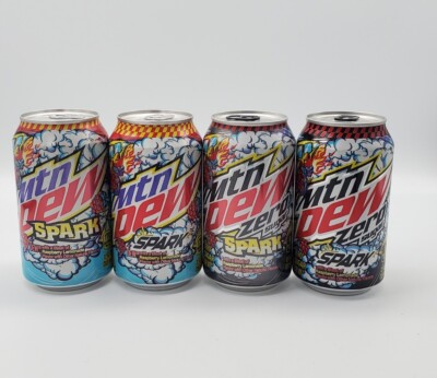 4 FULL Mtn Dew SPARK & Spark ZERO 12oz Cans Raspberry Lemonade New & Old Logos