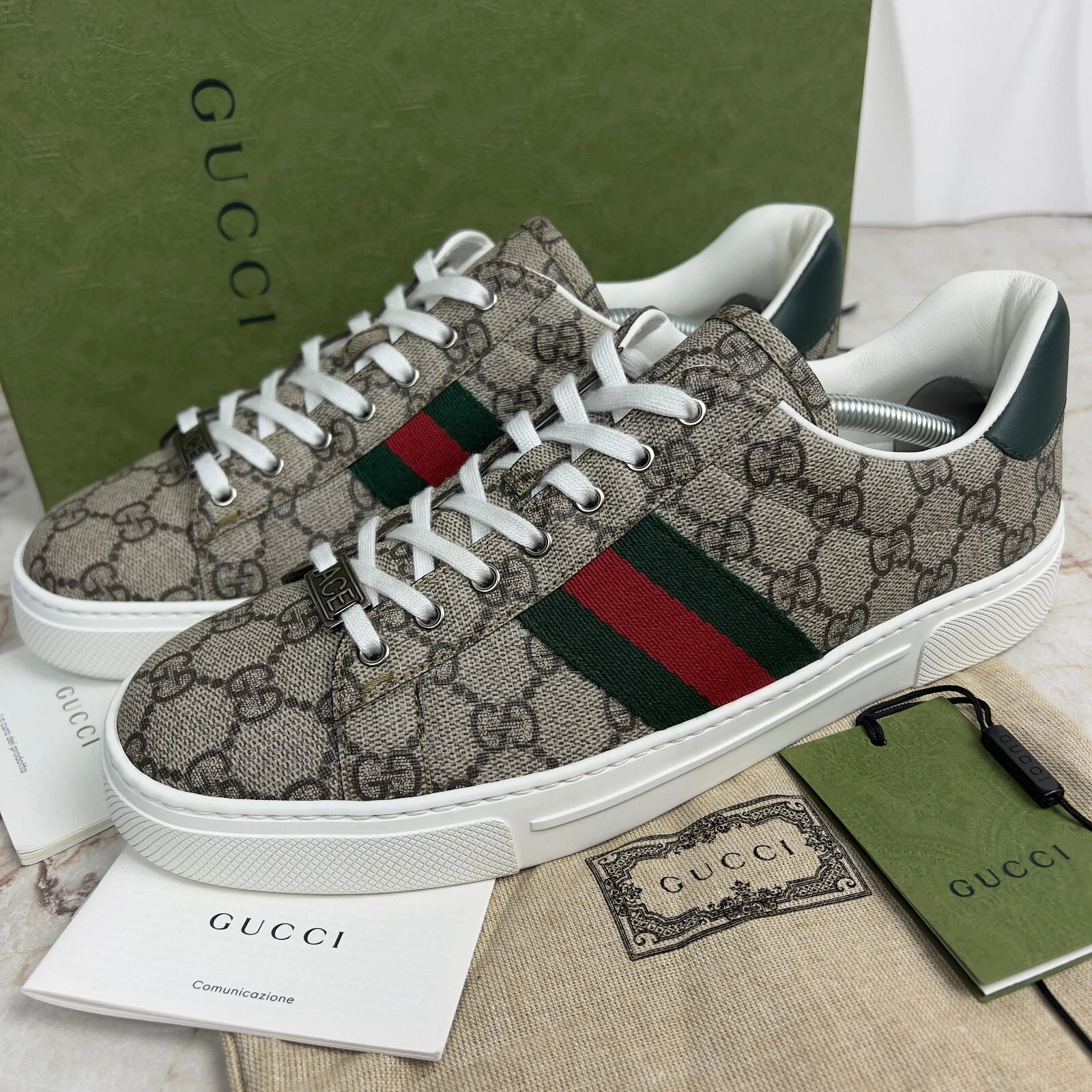 Baskets basses Gucci Ace Web GG Supreme toile beige US 9,5 ou 39,