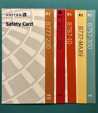 5 UNITED AIRLINES SAFETY CARDS