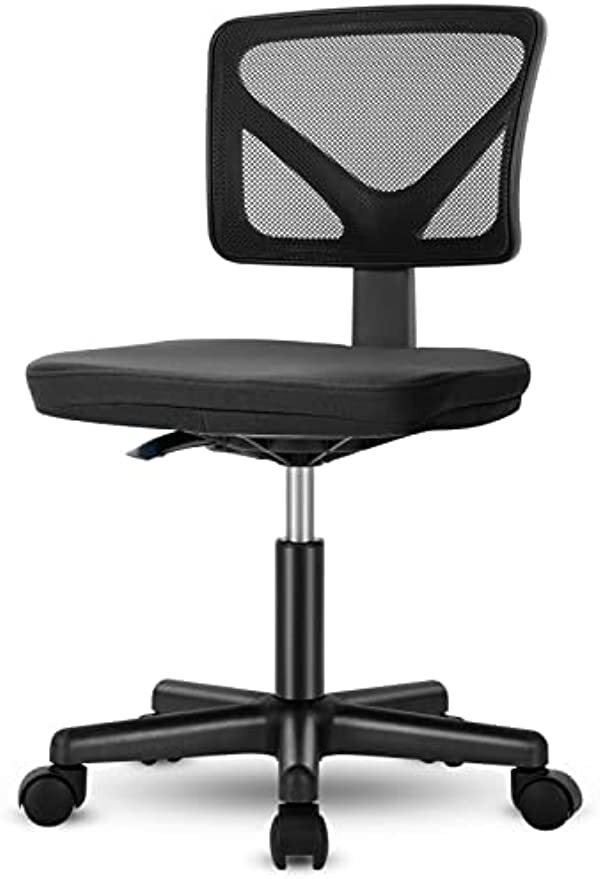 Armless Home Office Desk Chairs Low-Back Mesh Task Chair Swivel