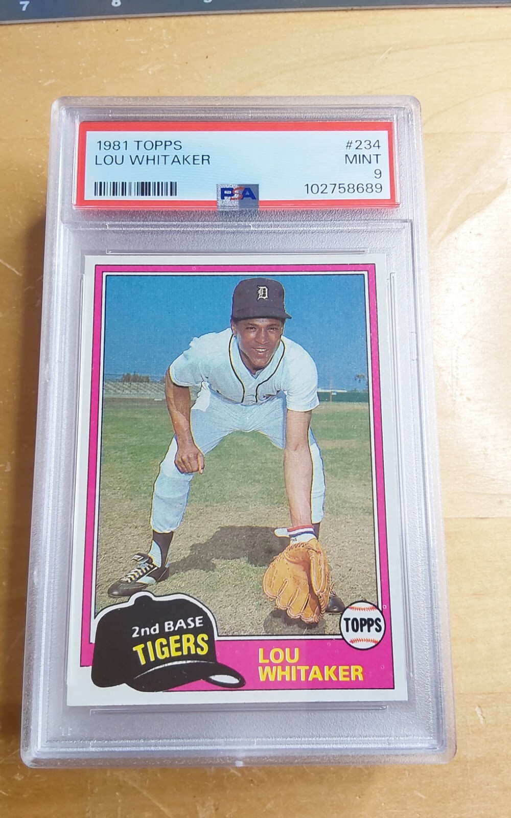 1981 Topps Baseball #234 Lou Whitaker PSA 9