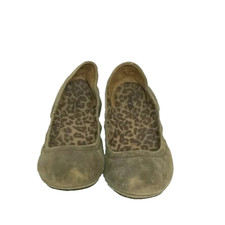 LUCKY BRAND Women's Brown Tan Leather Ruched Ballet Flats Sz 8M