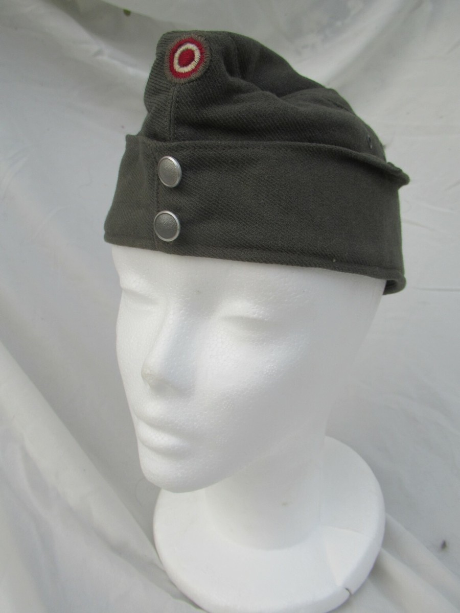 Vintage Austrian army grey wool side cap hat garrison forage