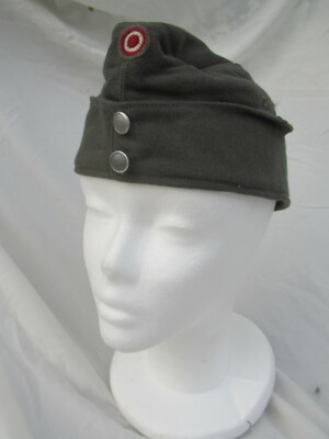 Vintage Austrian army grey wool side cap hat garrison forage