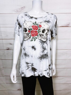 Torrid Super Soft Knits Womens T-Shirt Size 0 White & Black Skull Print Top