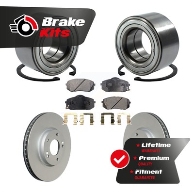 Front Wheel Bearing Coated Disc Brake Rotor & Pads Kit For 2015-2016 Kia Soul EV