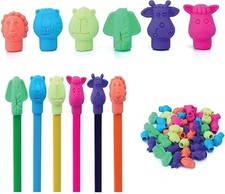 48 PCS Pencils Top Cap Erasers Animal Shape Fun Colors Fits All Standard Pencils