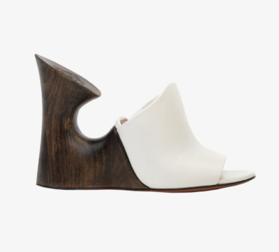 ALAÏA La Sculpture Leather Mules - Blanc Casse Wedge Spring