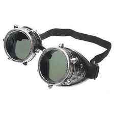 Steampunk Goggles Silver Finish Goth Cyber Costume Accessory Halloween Victorian