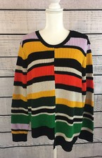 Nine West Colorful Striped Asymmetrical Hem Sweater Women’s Size XX Large NWT