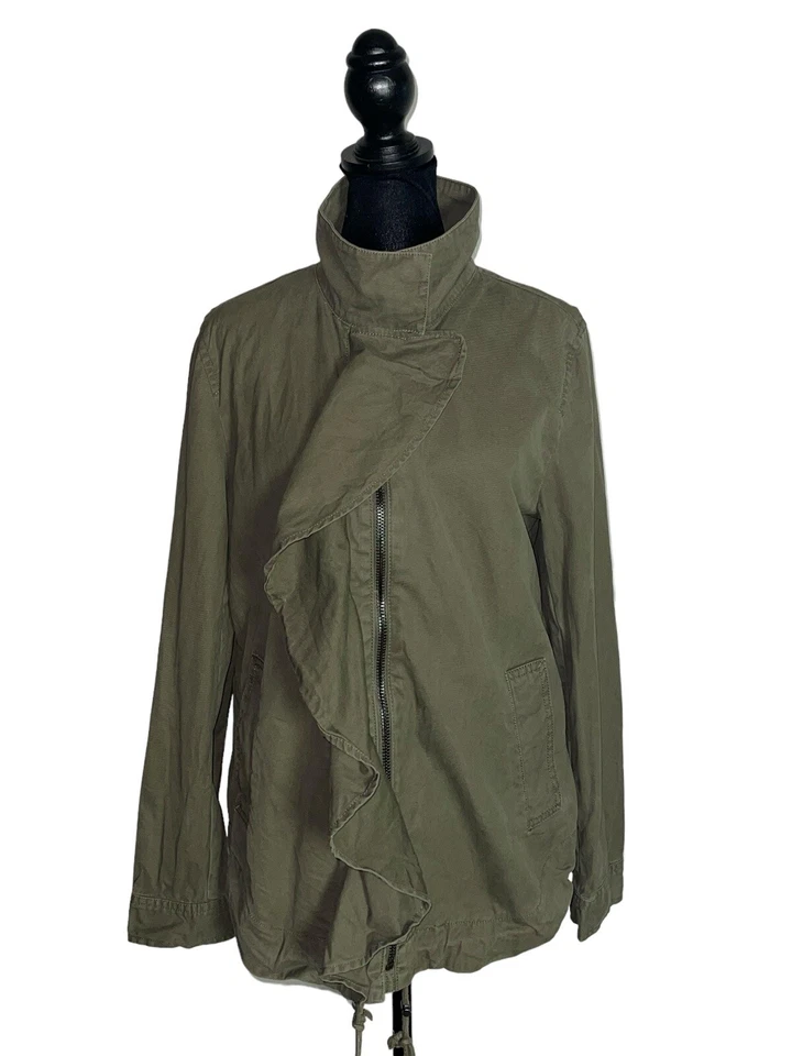 Banana Republic Green Ruffle Utility Jacket Women’s Size Medium - Image 2 of 4