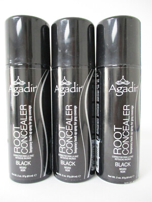 AGADIR Root Concealer Temporary Touch Up Spray 2 oz (Pack of 3) BLACK