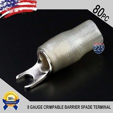 PLATINUM SPADE FORK 8 GAUGE TERMINAL SILVER 80 PACK INSULATED CONNECTOR CRIMP