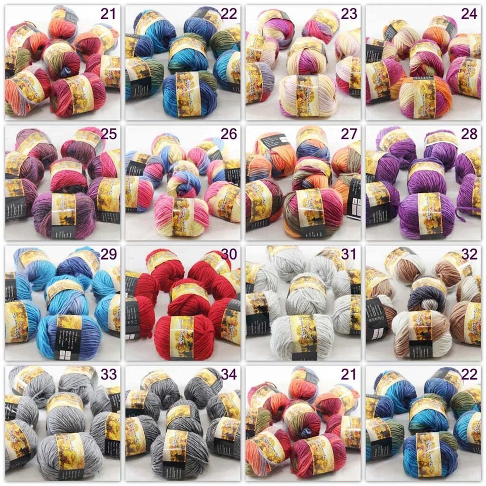 SALE LOT of 1 Skein x 50gr NEW Chunky Colorful Hand Knitting Scores Wool Yarn - Image 4 of 4