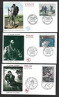 France 1962 Paintings set of 3 FDC First Day covers wi thermographic catchets