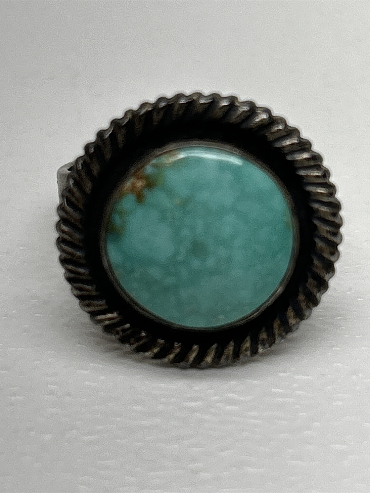 Vintage Sterling Silver Ring Circular Cabochon Tu… - image 3