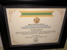 SCSA - YELLOWSTONE (BUFFALO) COMMEMORATIVE MEDALLION CERTIFICATE ~ Type 1