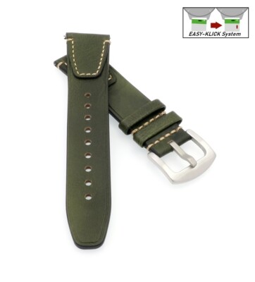 Vintage Easy-Klick Kalb-Nappaleder Uhrenarmband Modell Risa grün 18 mm