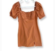 ASTR The Label NWT Wendy Puff Sleeve Mini Dress in Papaya Size Small REVOLVE