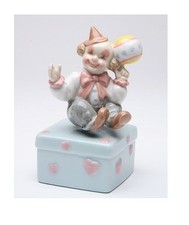 Boîte À Musique Clown En Porcelaine Fine Tenant Une Balle "L'Artiste"