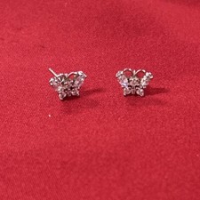 Sterling Silver 925 Cubic Zirconia Butterfly Earrings