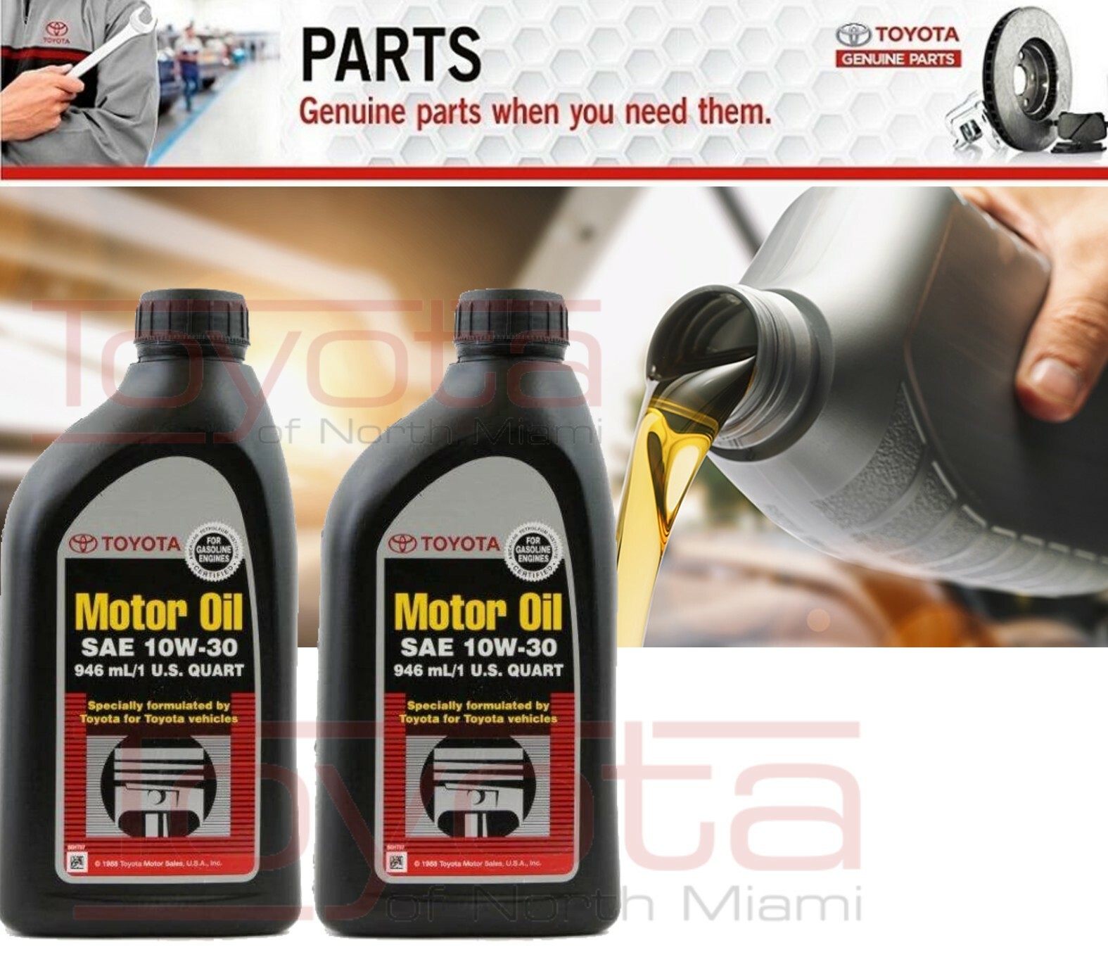 2 Pack Genuine Toyota  SAE 10W-30 Motor Oil 00279-0WQTE-01