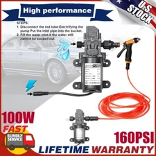 12V Spray Gun 100W 160PSI High Pressure Electric Car Washer Set Hose Water Pump