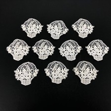 Fabulous Vintage Lace Basket Lot 3" x 3" Intricate Floral Wicker Handle