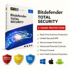 Bitdefender Total Security 2026 - 5 Years 1 To 10 Devices  Daily VPN