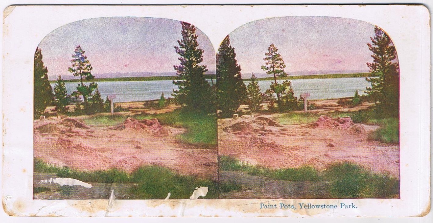 Stereo View Card Stereograph Paint Pots Yellowstone Park