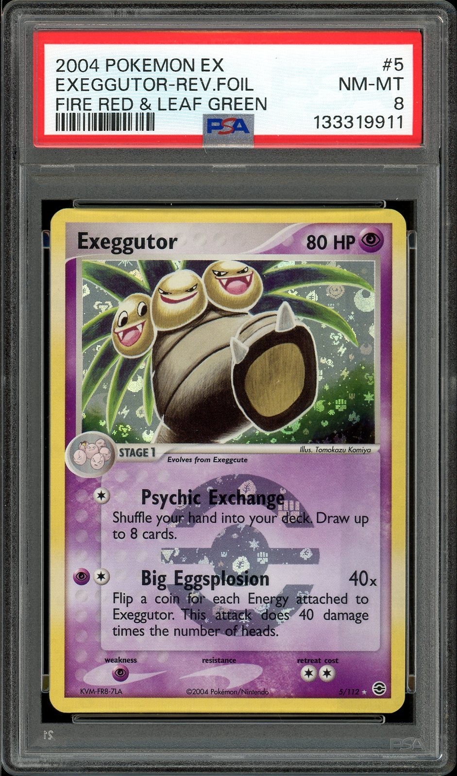Pokemon Exeggutor Fire Red & Leaf Green Reverse Holo Rare #5 PSA 8 Near Mint