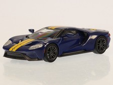 Ford GT 2020 blue with yellow stripes diecast model car 614-L Mini-GT 1:64