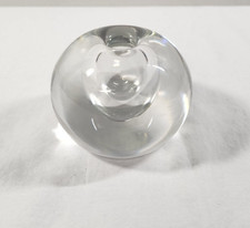 Vintage Clear Glass Hand Blown Round Funnel Inkwell 2.25" Tall