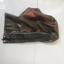 Handmade Transparent Black Latex Hood Back Zip Long Nose Tube Cosplay Costume