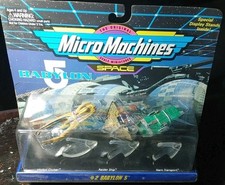 1994 Vintage Micro Machines Babylon 5 2 Vorlon Cruiser, Raider Ship Transport