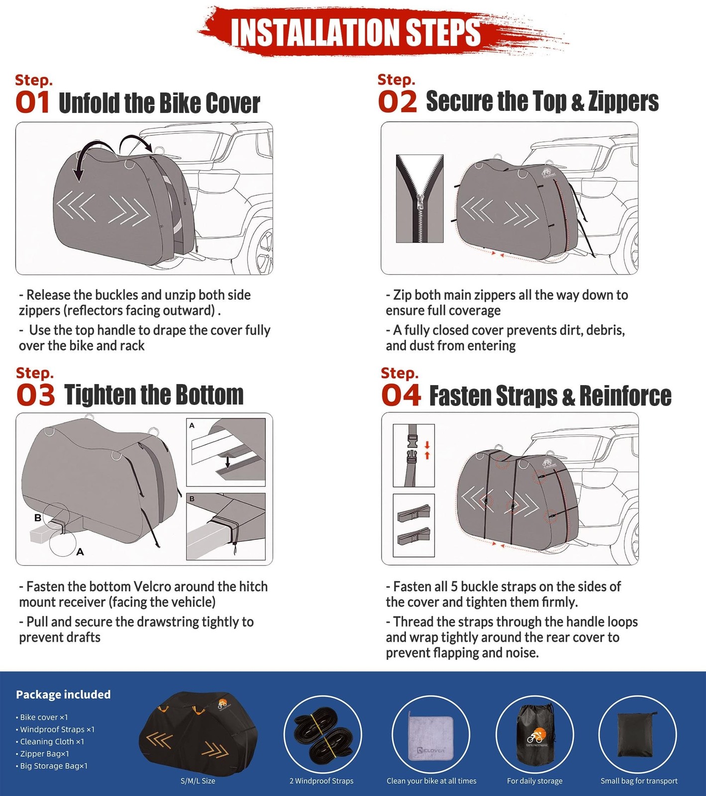 IC ICLOVER Bike Cover for Transport on Rack, Bicycle Covers for 2 Bikes on Re...