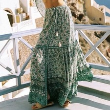 Spell & The Gypsy Kombi Skirt Size Large L Maxi Turquoise Button Through Floral