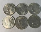 Lot of 6 1922 Peace Silver Dollar - 90% Silver-Jr