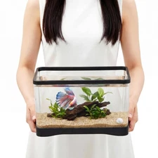 2 Gallon Plastic Rectangular Fish Tank Shatterproof Betta Aquarium Black