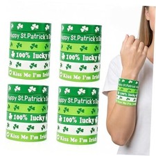 St. Patrick  s Day Shamrock Rubber Wristbands   24 PCS Green Bracelets for