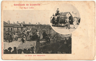 CPA 54 LUNÉVILLE CALVACADE 16 AVRIL 1900 LE CHAR DES PÊCHEURS.