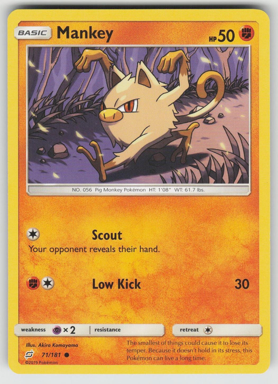 Mankey 71/181 Common Team Up Pokemon Near Mint