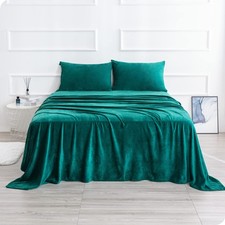 Velvet Plush Sheets Set Full Size, Micro Fleece Soft Cozy Sheet and Pillowcas...