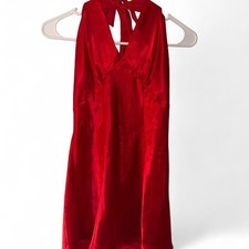 fredericks of hollywood red silky slip dress size medium