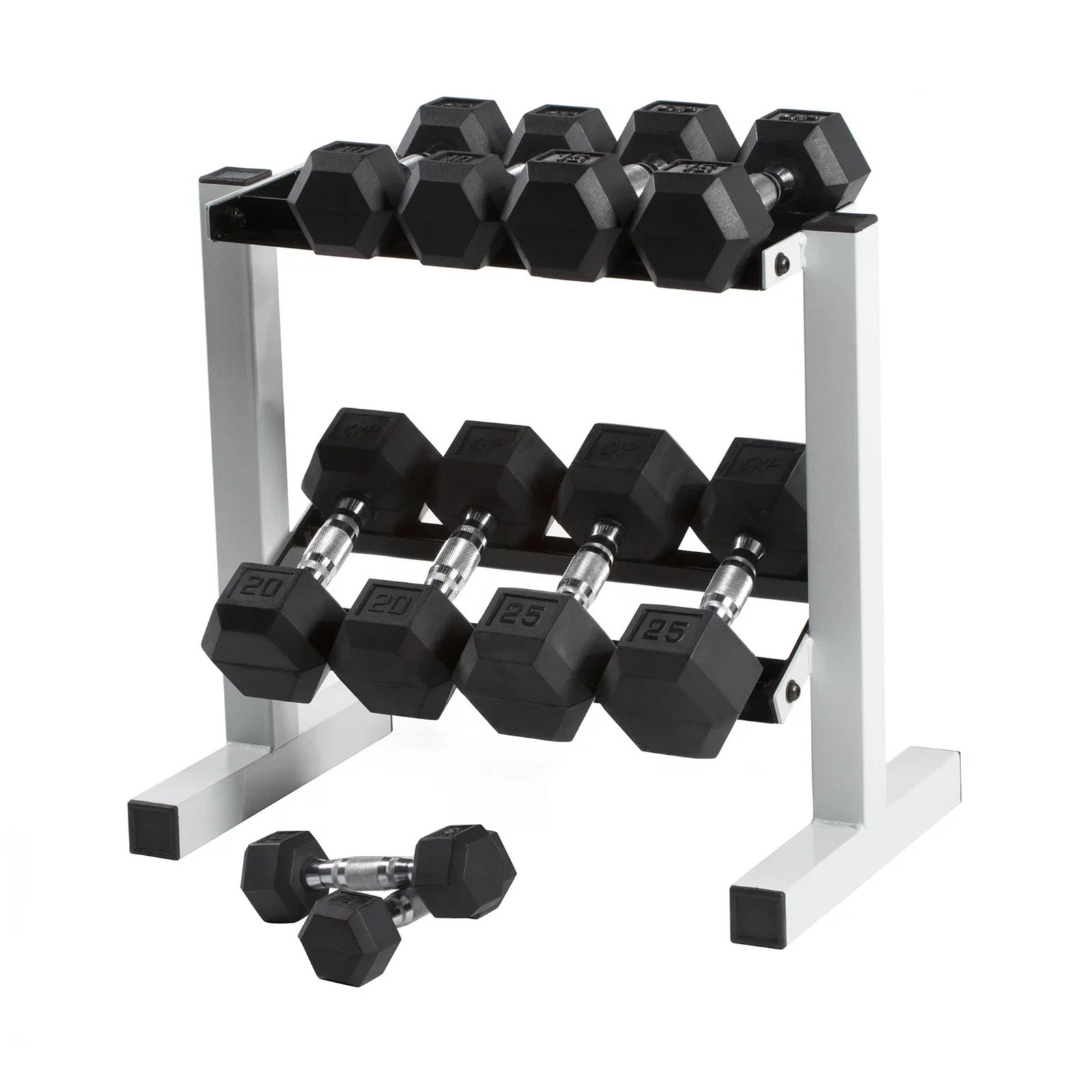 150 Lb. Coated Hex Dumbbell Weight Set, 5-25 Lb. with White Rack
Opens in a new window or tab