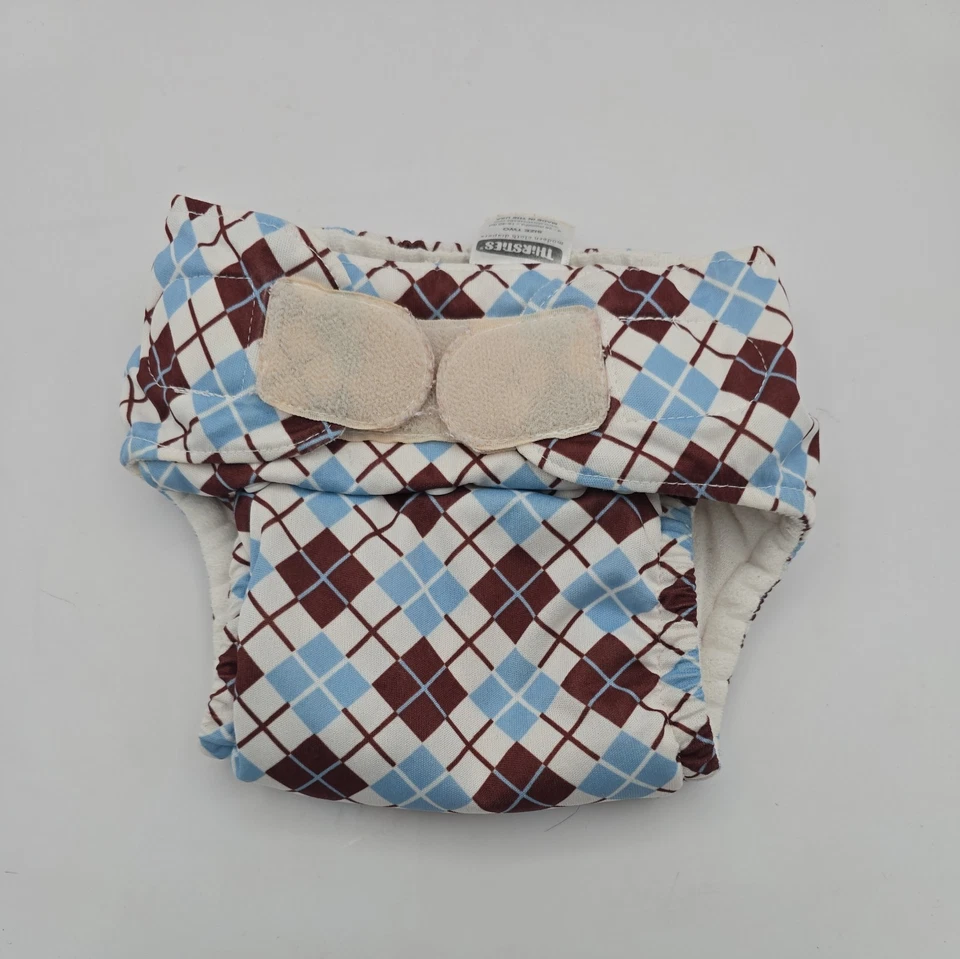 2 pañales de tela todo en uno talla única Thirsties unisex niños niñas búhos árboles a cuadros Foto 3 de 4