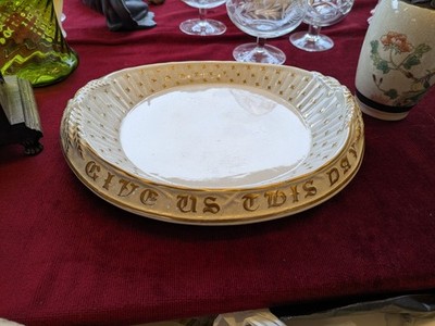 Antiker Eisensteinteller ''Gib uns heute unser täglich Brot'' aus dem 19. Jh. - restauriert 