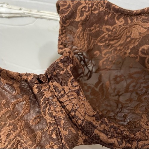 Cacique BH Damen 42C braun Spitze transparent Bügel Blumen bestickt - Bild 5 von 14